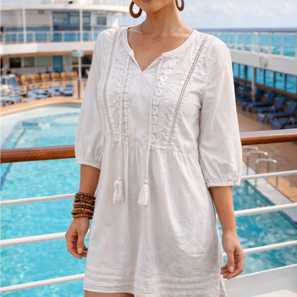 *Tommy Bahama white cotton summer dress. Size L